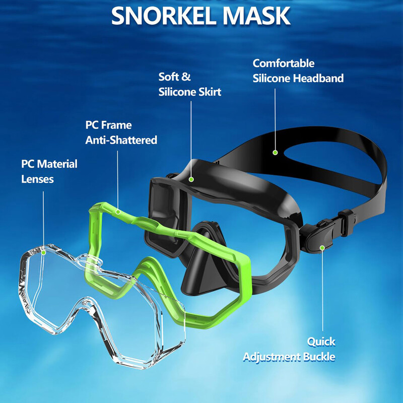 Set mască snorkel Scuba Diving Ochelari de înot 3 ferestre Panoramic Wide View HD Dry Top Anti-scurgere Anti-ceata Pentru adulți și copii