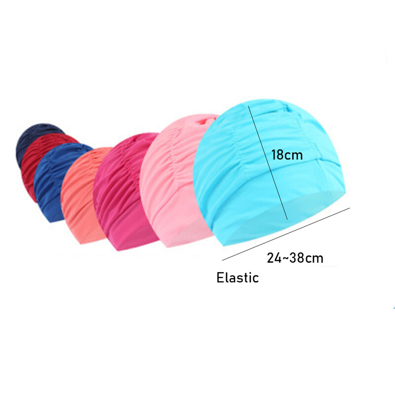 1 gab. Jauna neilona turbāna niršanas cepure pieaugušajiem peldcepures vīriešiem sieviešu gari mati ūdensizturīgas baseina peldcepures ausu aizsargājošas elastīgas