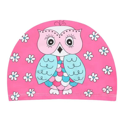 Cască de înot pentru copii țesătură elastică Desene animat drăguț pentru păr lung Copii minunați protejează urechile pălărie de piscină pentru băieți, fete, înot