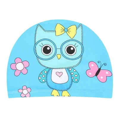 Cască de înot pentru copii țesătură elastică Desene animat drăguț pentru păr lung Copii minunați protejează urechile pălărie de piscină pentru băieți, fete, înot