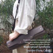 Flute Case rokassomu glabāšanas soma Muzikāla sintētiskā āda viegla koncerta plecu siksna Ārējās kabatas aksesuāri