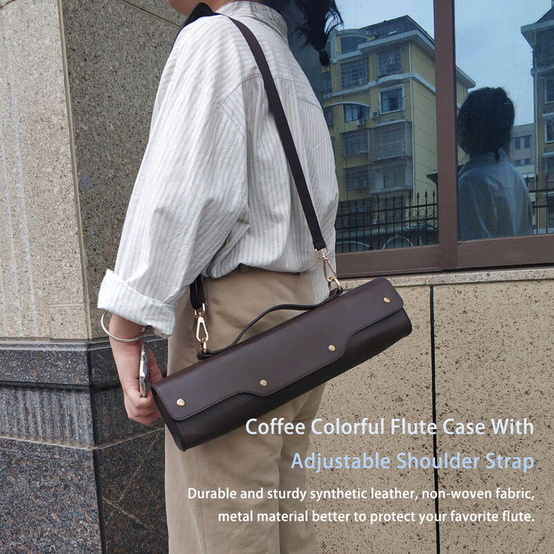 Flute Case rokassomu glabāšanas soma Muzikāla sintētiskā āda viegla koncerta plecu siksna Ārējās kabatas aksesuāri