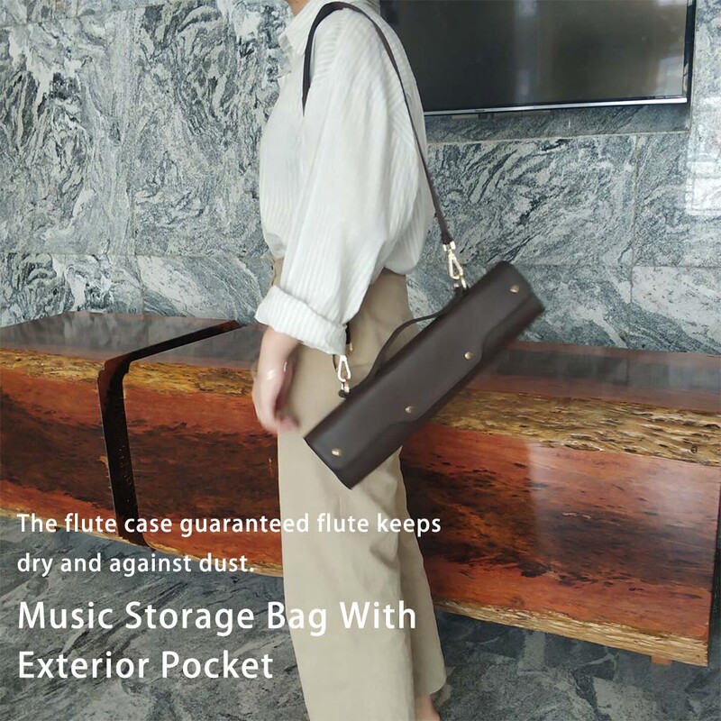 Flute Case rokassomu glabāšanas soma Muzikāla sintētiskā āda viegla koncerta plecu siksna Ārējās kabatas aksesuāri