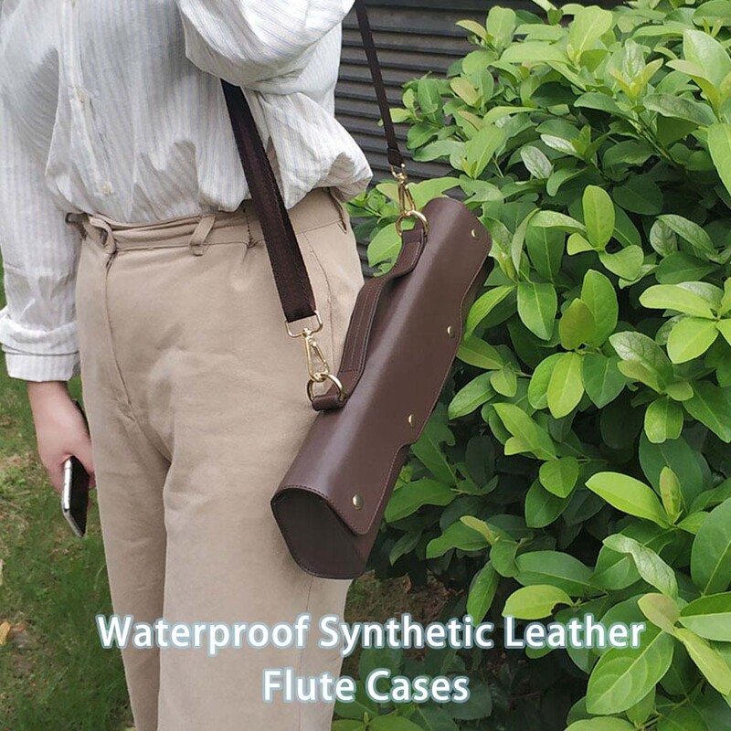 Flute Case rokassomu glabāšanas soma Muzikāla sintētiskā āda viegla koncerta plecu siksna Ārējās kabatas aksesuāri
