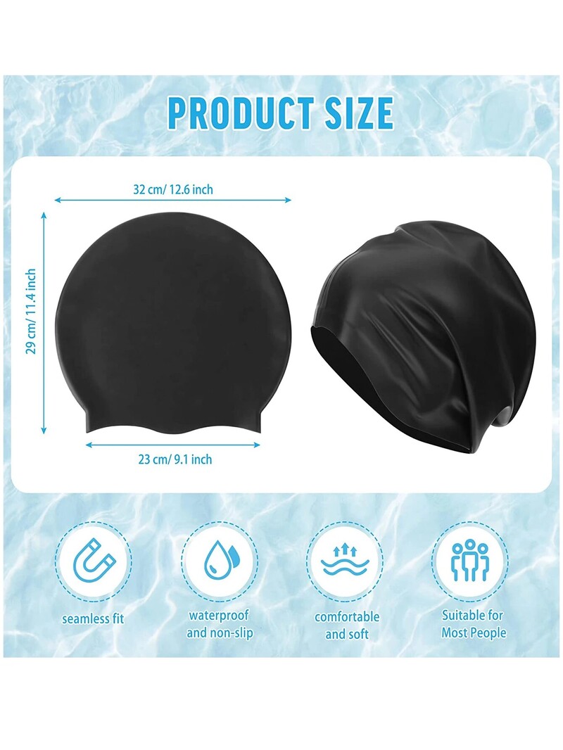 1 buc șapcă de înot supradimensionată cu păr lung, șapcă de înot impermeabilă din silicon potrivită pentru femei, bărbați, împletituri, împletituri, afros