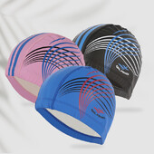 Cască de înot pentru adulți, cu imprimeu la modă, protecție pentru urechi, fără cap tăiat, cu păr lung, șapcă din PU pentru bărbați și femei, șapcă de înot pentru antrenament