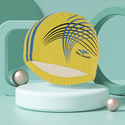 Cască de înot pentru adulți, cu imprimeu la modă, protecție pentru urechi, fără cap tăiat, cu păr lung, șapcă din PU pentru bărbați și femei, șapcă de înot pentru antrenament