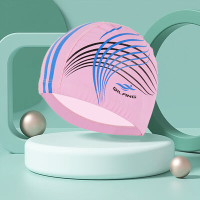 Cască de înot pentru adulți, cu imprimeu la modă, protecție pentru urechi, fără cap tăiat, cu păr lung, șapcă din PU pentru bărbați și femei, șapcă de înot pentru antrenament