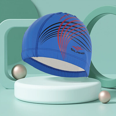 Cască de înot pentru adulți, cu imprimeu la modă, protecție pentru urechi, fără cap tăiat, cu păr lung, șapcă din PU pentru bărbați și femei, șapcă de înot pentru antrenament