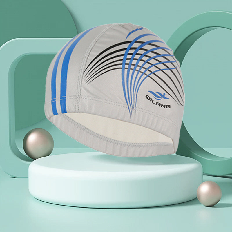 Cască de înot pentru adulți, cu imprimeu la modă, protecție pentru urechi, fără cap tăiat, cu păr lung, șapcă din PU pentru bărbați și femei, șapcă de înot pentru antrenament