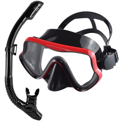 Set de snorkel de mască de scufundări pentru adulți din sticlă securizată Echipament de snorkeling panoramic profesional pentru antrenament de înot Kit de snorkel