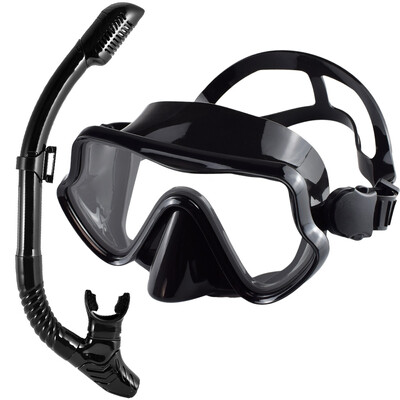 Set de snorkel de mască de scufundări pentru adulți din sticlă securizată Echipament de snorkeling panoramic profesional pentru antrenament de înot Kit de snorkel