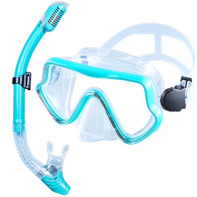 Set de snorkel de mască de scufundări pentru adulți din sticlă securizată Echipament de snorkeling panoramic profesional pentru antrenament de înot Kit de snorkel