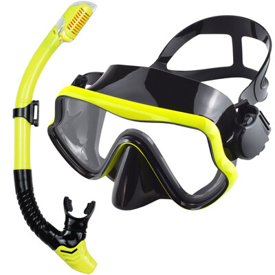 Set de snorkel de mască de scufundări pentru adulți din sticlă securizată Echipament de snorkeling panoramic profesional pentru antrenament de înot Kit de snorkel