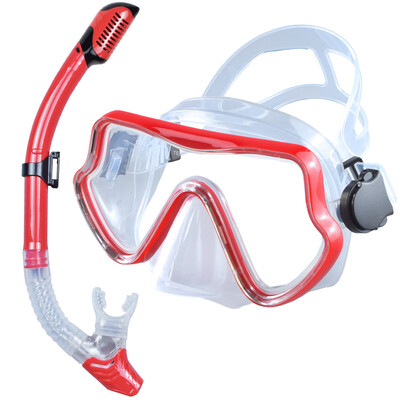 Set de snorkel de mască de scufundări pentru adulți din sticlă securizată Echipament de snorkeling panoramic profesional pentru antrenament de înot Kit de snorkel
