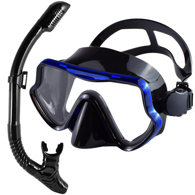 Set de snorkel de mască de scufundări pentru adulți din sticlă securizată Echipament de snorkeling panoramic profesional pentru antrenament de înot Kit de snorkel