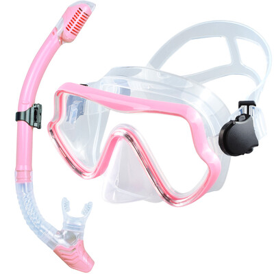 Set de snorkel de mască de scufundări pentru adulți din sticlă securizată Echipament de snorkeling panoramic profesional pentru antrenament de înot Kit de snorkel