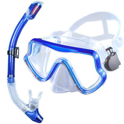 Set de snorkel de mască de scufundări pentru adulți din sticlă securizată Echipament de snorkeling panoramic profesional pentru antrenament de înot Kit de snorkel