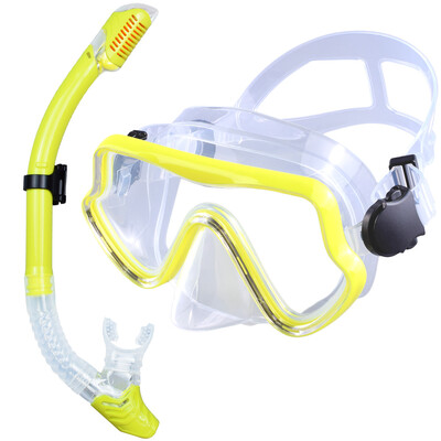 Set de snorkel de mască de scufundări pentru adulți din sticlă securizată Echipament de snorkeling panoramic profesional pentru antrenament de înot Kit de snorkel