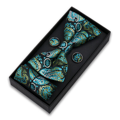 Bowtie komplekts vīriešiem Dāvanu kastīte Biznesa modes sarkana tauriņš kabatas kvadrātveida aproču pogu komplekts tauriņš 3gab Kāzu Hanky Cravatas Neck