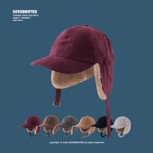 Căciulă bomber caldă îngroșată de catifea de toamnă și iarnă pentru bărbați și femei, în aer liber, ocazională, versatilă, retro, din piele de căprioară, pentru protecția urechilor