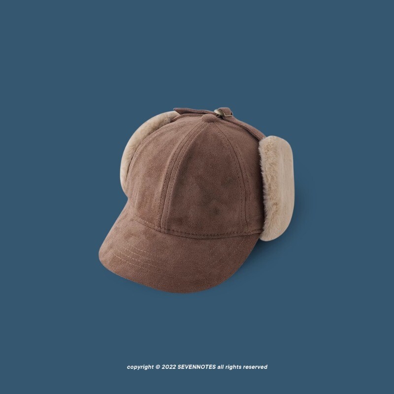 Căciulă bomber caldă îngroșată de catifea de toamnă și iarnă pentru bărbați și femei, în aer liber, ocazională, versatilă, retro, din piele de căprioară, pentru protecția urechilor