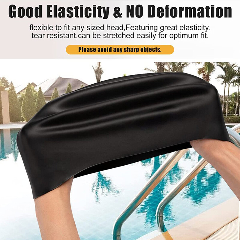 Șepci de înot din silicon Șepci de înot supradimensionate, cu păr lung, șapcă de înot impermeabilă cu protecție pentru urechi, scufundări, pălării de baie, accesorii pentru piscină