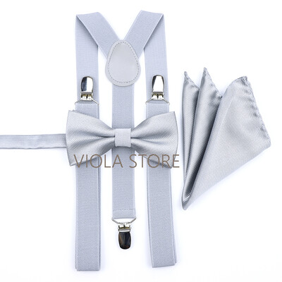 Kuum uus salvei roheline, soliidne 2,5 cm ripp, 6 cm lips Hankie vibu komplekt meestele Kid Cravat traksidega reguleeritavad rihmad pulmapeo tarvik