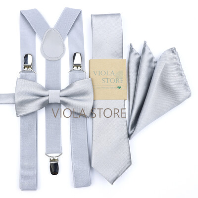 Kuum uus salvei roheline, soliidne 2,5 cm ripp, 6 cm lips Hankie vibu komplekt meestele Kid Cravat traksidega reguleeritavad rihmad pulmapeo tarvik