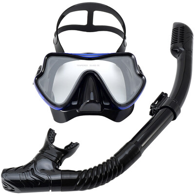 Set de snorkel de mască de scufundare Sticlă temperată Echipament de snorkeling panoramic profesional pentru antrenament de înot Kit de snorkel pentru adulți pentru tineret