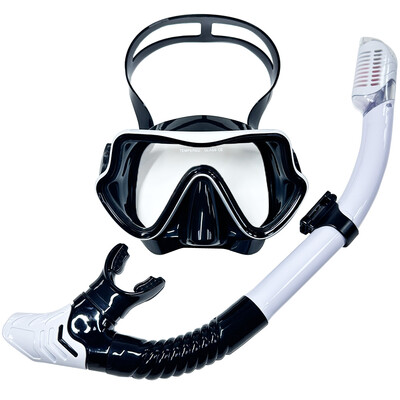 Set de snorkel de mască de scufundare Sticlă temperată Echipament de snorkeling panoramic profesional pentru antrenament de înot Kit de snorkel pentru adulți pentru tineret