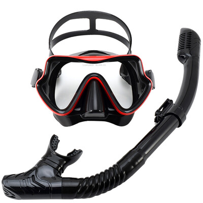 Set de snorkel de mască de scufundare Sticlă temperată Echipament de snorkeling panoramic profesional pentru antrenament de înot Kit de snorkel pentru adulți pentru tineret