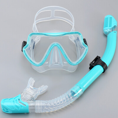 Set de snorkel de mască de scufundare Sticlă temperată Echipament de snorkeling panoramic profesional pentru antrenament de înot Kit de snorkel pentru adulți pentru tineret