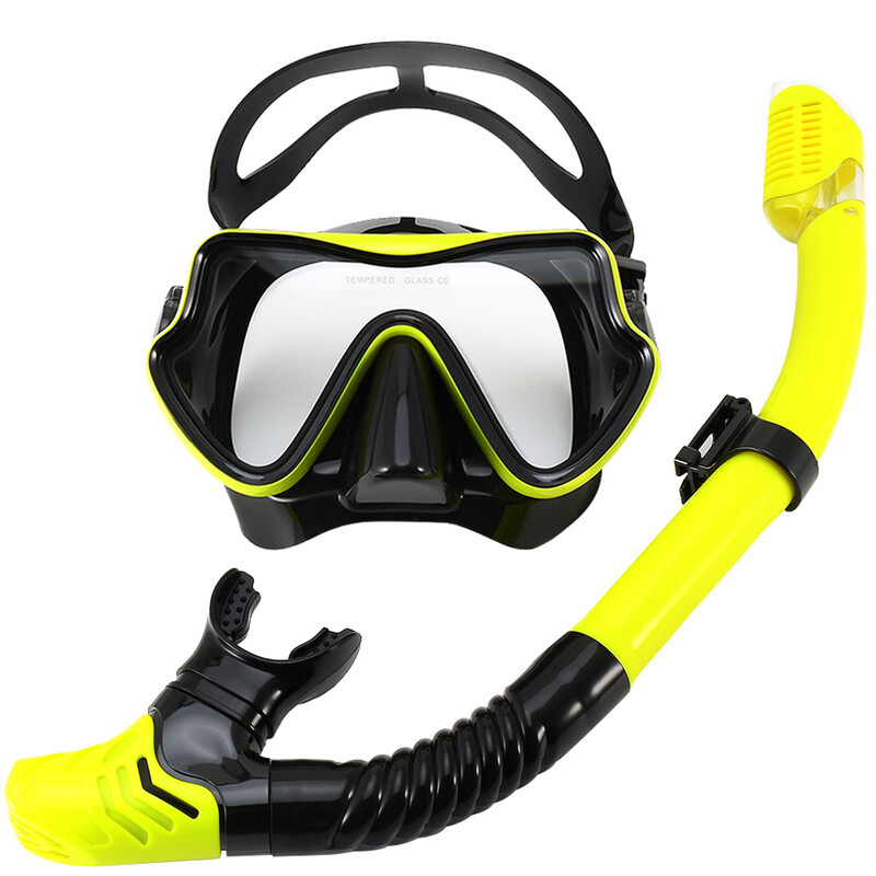 Set de snorkel de mască de scufundare Sticlă temperată Echipament de snorkeling panoramic profesional pentru antrenament de înot Kit de snorkel pentru adulți pentru tineret