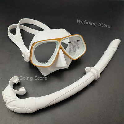 Set de ochelari de scufundări Apollo, similari din aluminiu, cu volum mic Ochelari de scufundări din aliaj cu tub de snorkeling umed alb