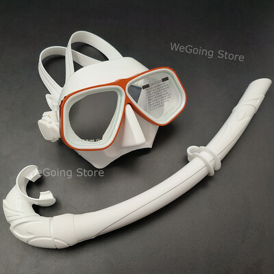 Set de ochelari de scufundări Apollo, similari din aluminiu, cu volum mic Ochelari de scufundări din aliaj cu tub de snorkeling umed alb