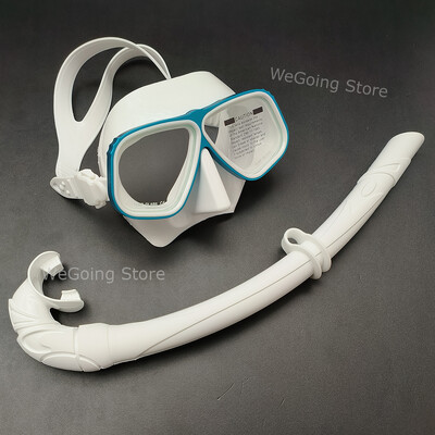 Set de ochelari de scufundări Apollo, similari din aluminiu, cu volum mic Ochelari de scufundări din aliaj cu tub de snorkeling umed alb