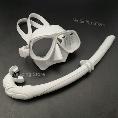 Set de ochelari de scufundări Apollo, similari din aluminiu, cu volum mic Ochelari de scufundări din aliaj cu tub de snorkeling umed alb