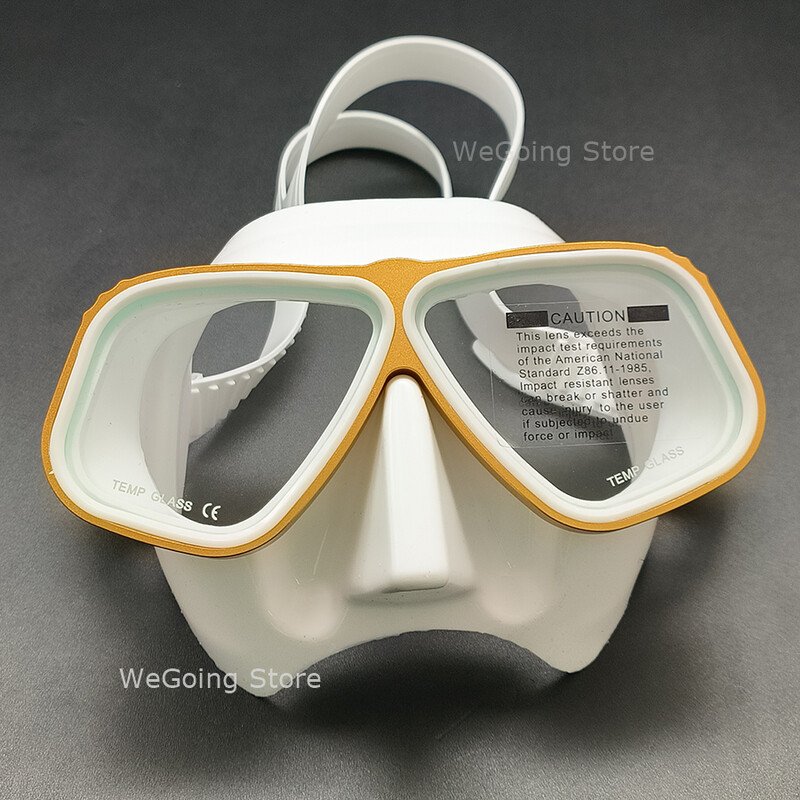 Set de ochelari de scufundări Apollo, similari din aluminiu, cu volum mic Ochelari de scufundări din aliaj cu tub de snorkeling umed alb