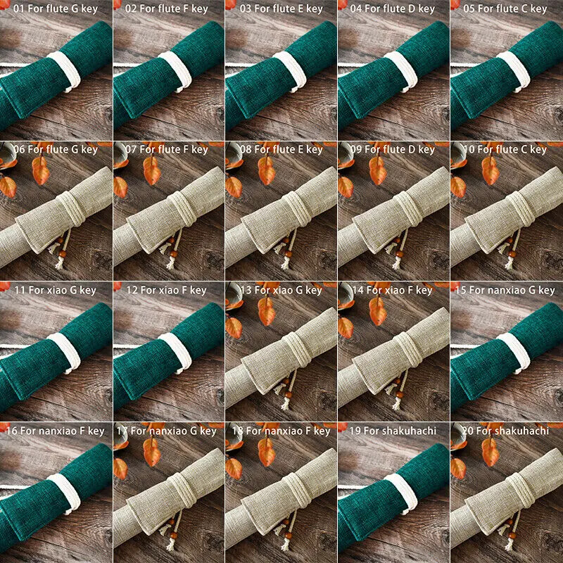 Husă de protecție pentru flaut din bambus Shakuhachi Strat dublu Geantă portabilă de depozitare Husă verde bej