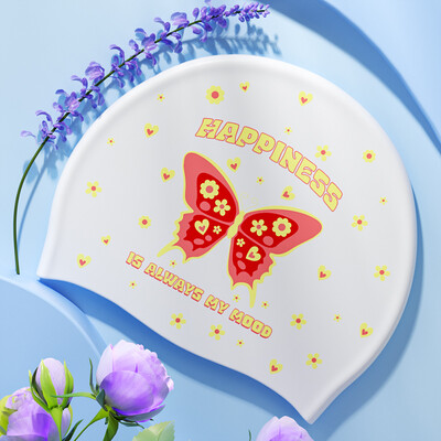 Cască de înot la modă nouă, din silicon, impermeabilă, imprimată, șapcă de înot fluture, pentru adulți, femei, duș, piscină