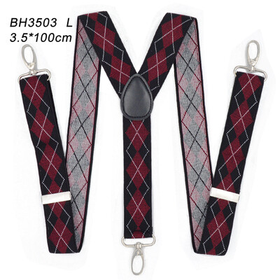 Тиранти за мъже 3,5 см широк Y гръб с 4 здрави куки Регулируеми еластични презрамки за панталон Презрамки Тиранти за възрастни за жени