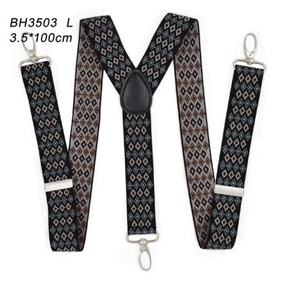 Тиранти за мъже 3,5 см широк Y гръб с 4 здрави куки Регулируеми еластични презрамки за панталон Презрамки Тиранти за възрастни за жени