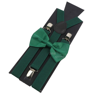 Elastīgi ādas bikšturi Bowtie komplekts Bikšturi Vīriešu Sieviešu Sage Green Regulējamas Bikšturi siksnas kāzu Y-muguras kreklu aksesuāri