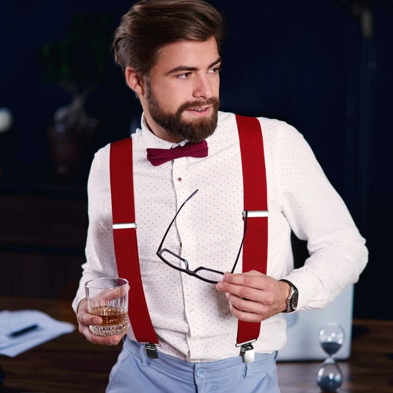 Muške naramenice za hlače na tregere s jakim 2 inča širokim 4 kopče Heavy Duty za muškarce, visoko elastične podesive naramenice X stila