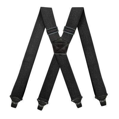 Bretele H Heavy Duty pentru bărbați, cu lățime de 3,8 cm, spate în formă de X, cu 4 cleme de prindere din plastic, bretele elastice ajustabile pentru pantaloni-Bla