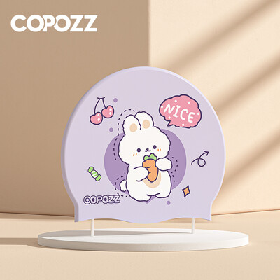 Șapcă de înot COPOZZ pentru copii, pentru copii, impermeabilă, elastică, din silicon, pentru piscină, cu protecție urechilor, pălărie de înot cu desene animate, pentru băieți, fete