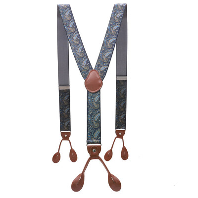 Унисекс ретро тиранти Мъжки презрамки Регулируеми тиранти с 6 копчета Еластични панталони с презрамки Y-образна форма Панталони от кафява кожа PU