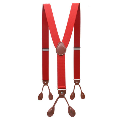 Унисекс ретро тиранти Мъжки презрамки Регулируеми тиранти с 6 копчета Еластични панталони с презрамки Y-образна форма Панталони от кафява кожа PU