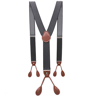 Унисекс ретро тиранти Мъжки презрамки Регулируеми тиранти с 6 копчета Еластични панталони с презрамки Y-образна форма Панталони от кафява кожа PU
